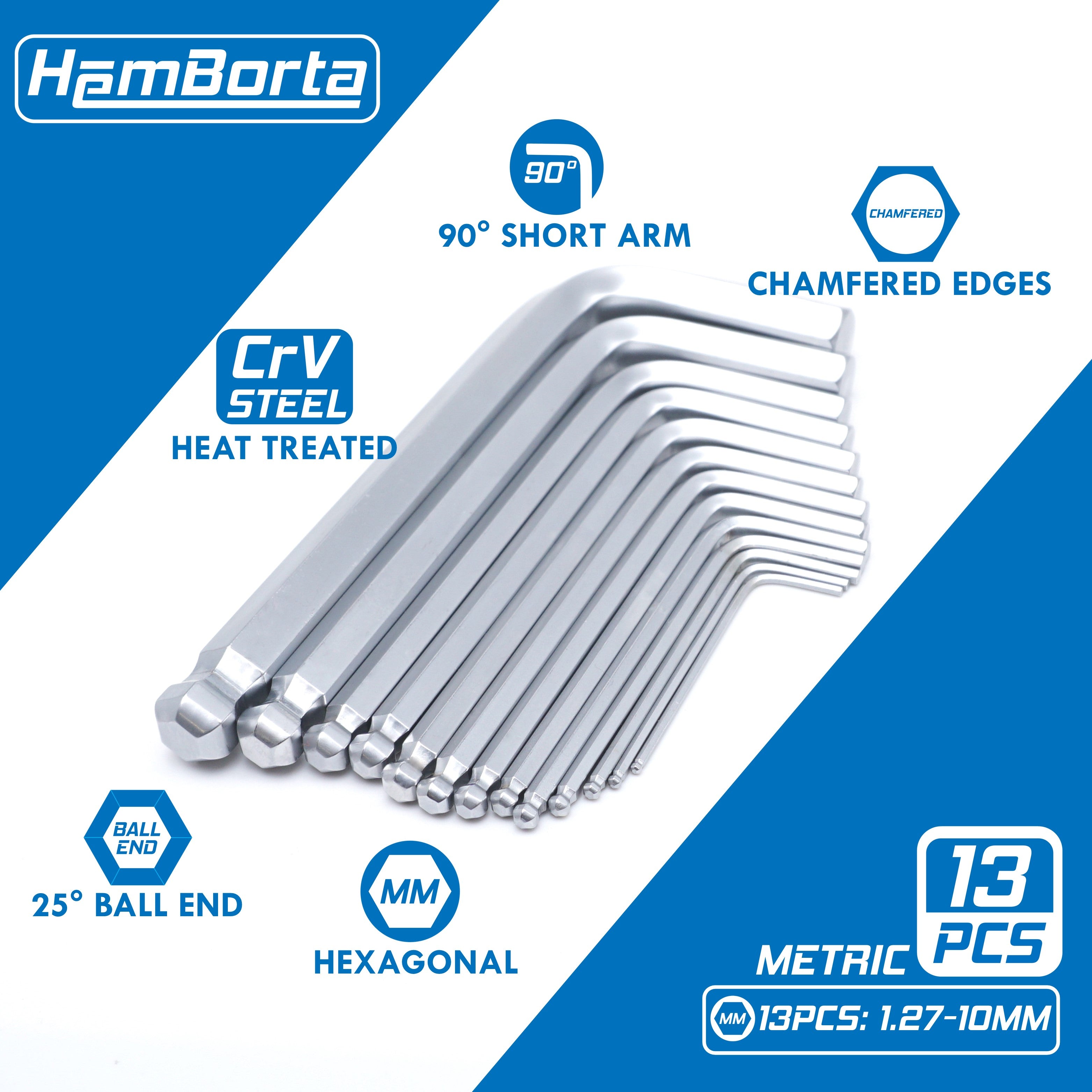 HemBorta Short Allen Key Set with 13 metric Alan Keys