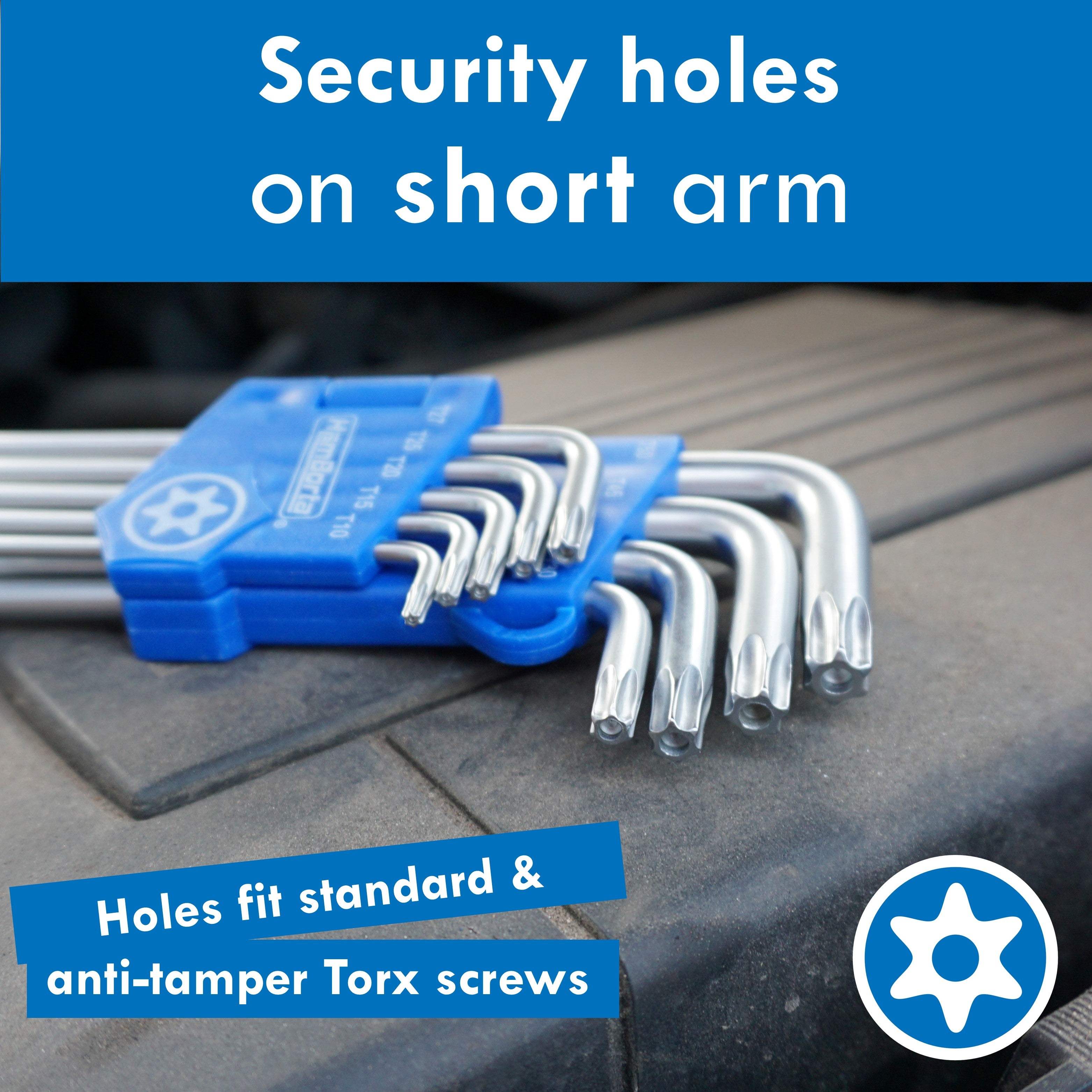 HemBorta Torx Key Set with holes on short arm