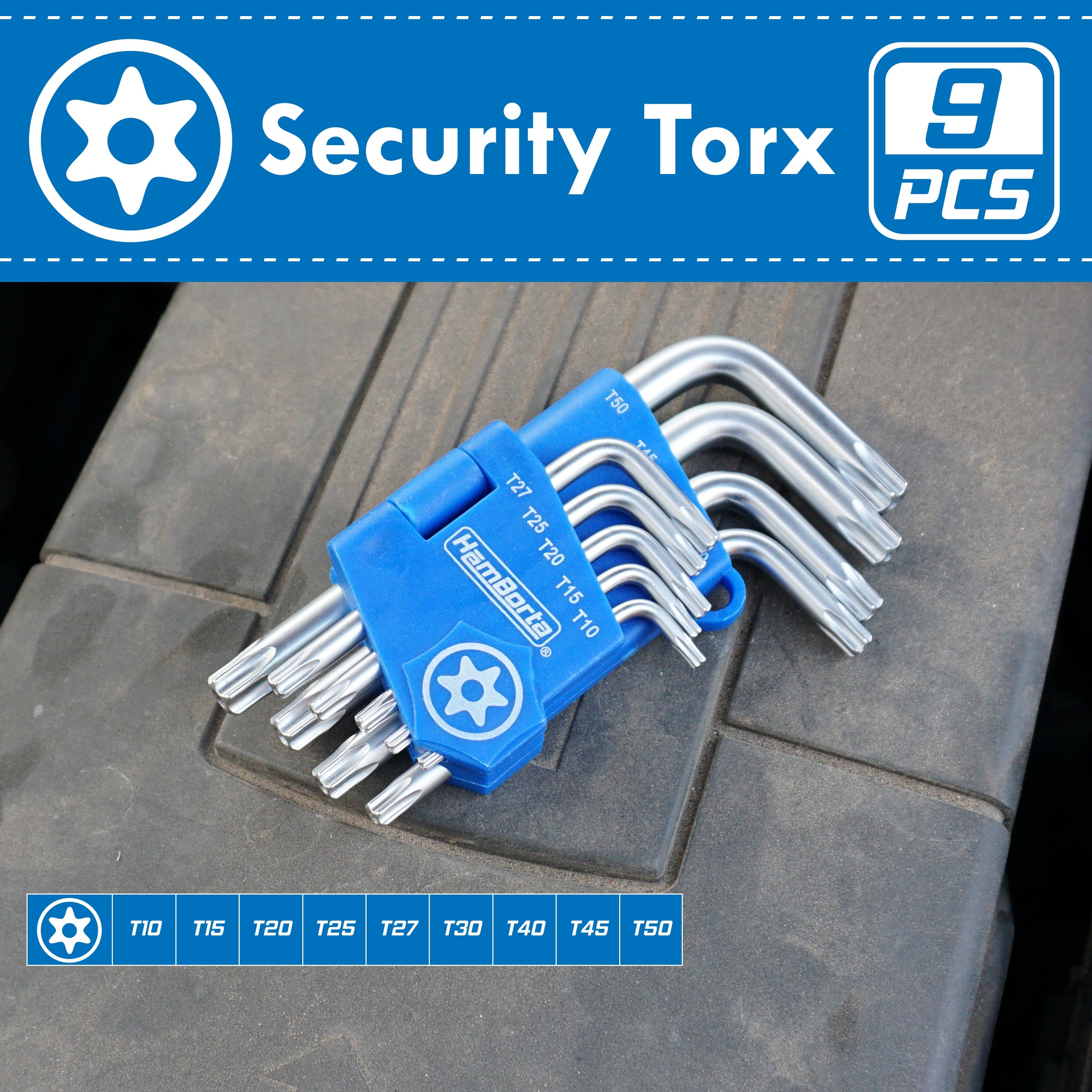 HemBorta 9pc Security Torx Set T10 to T50