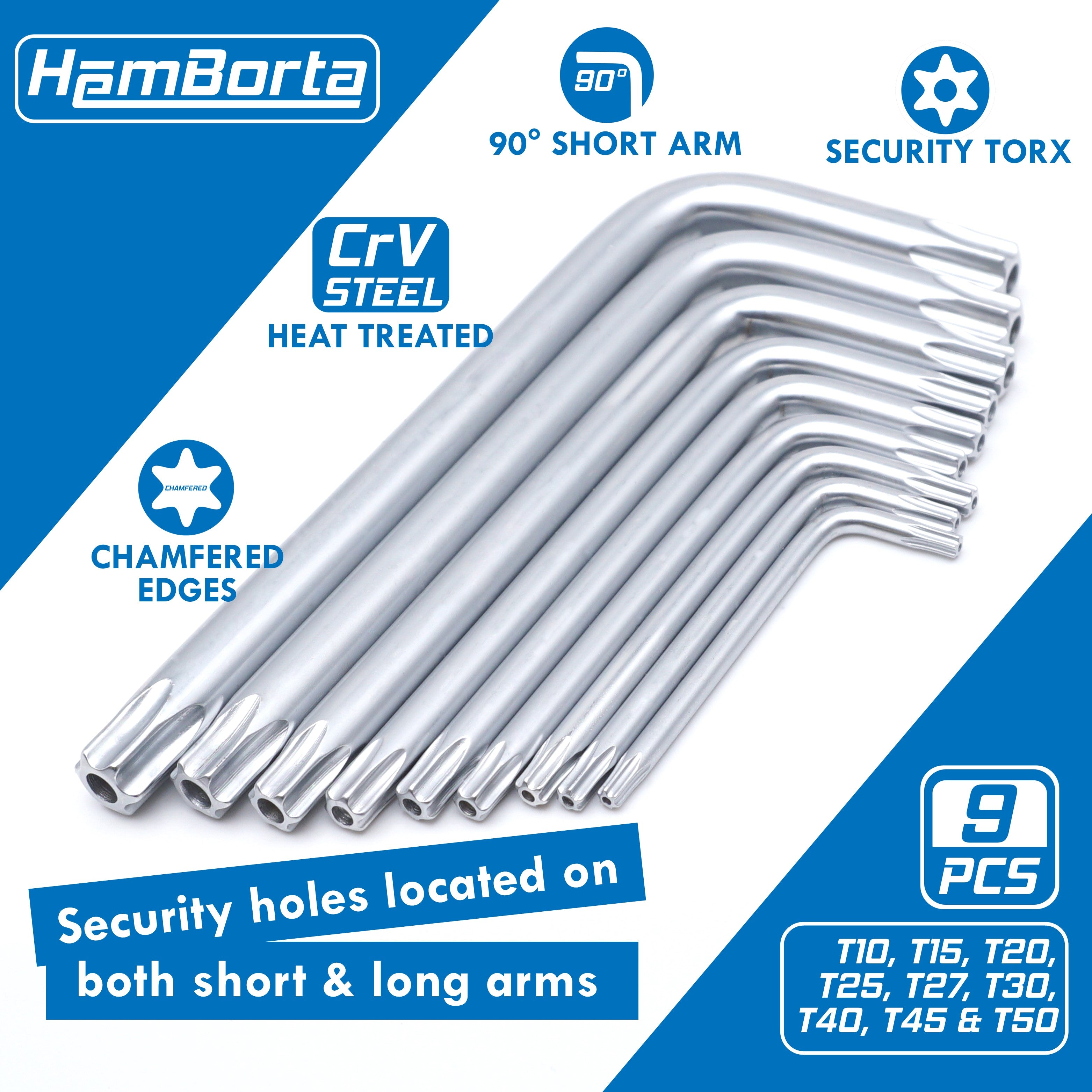 HemBorta Torx Key set has security holes on both short and long arms