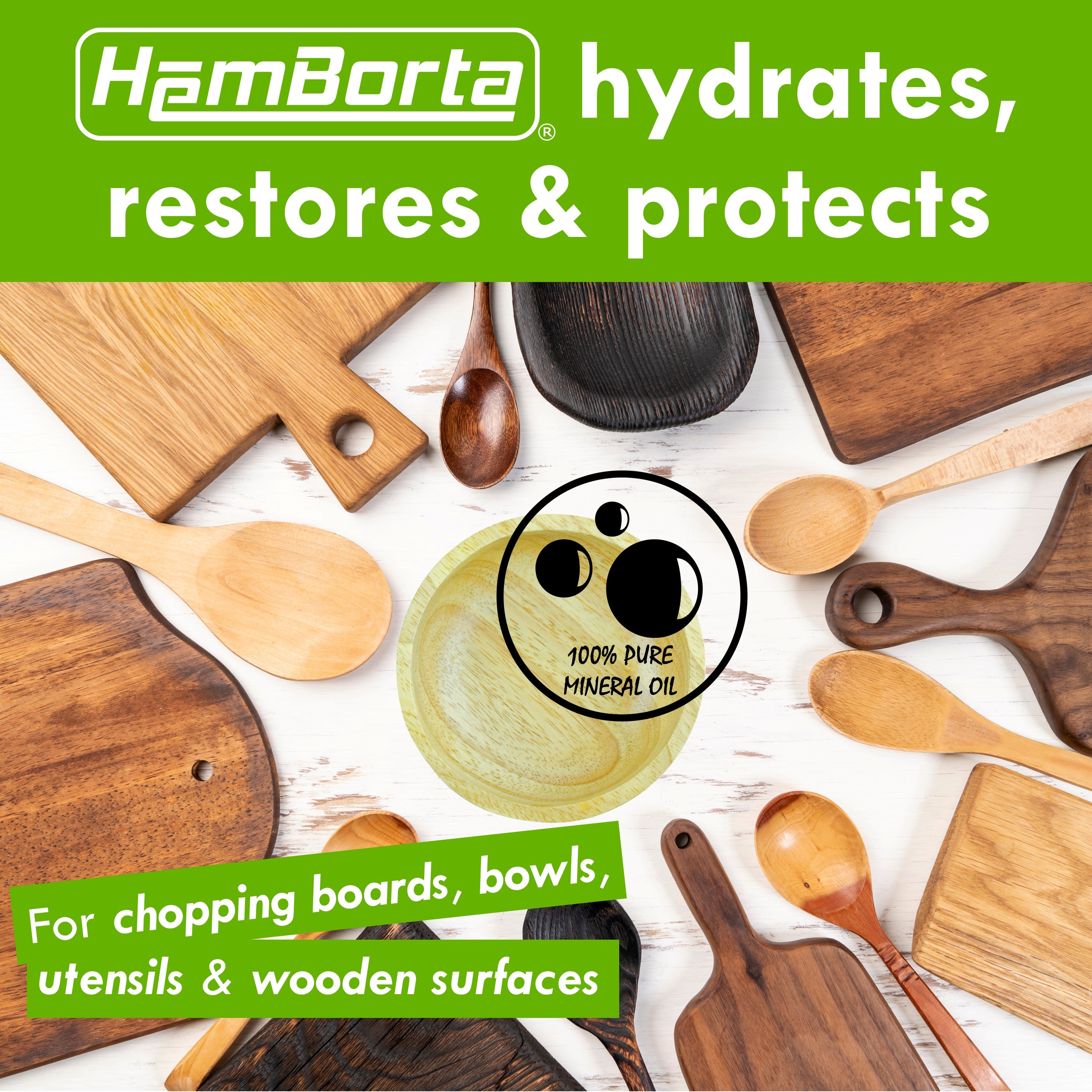 HemBorta Chopping Board Oil hydrates restores and protects