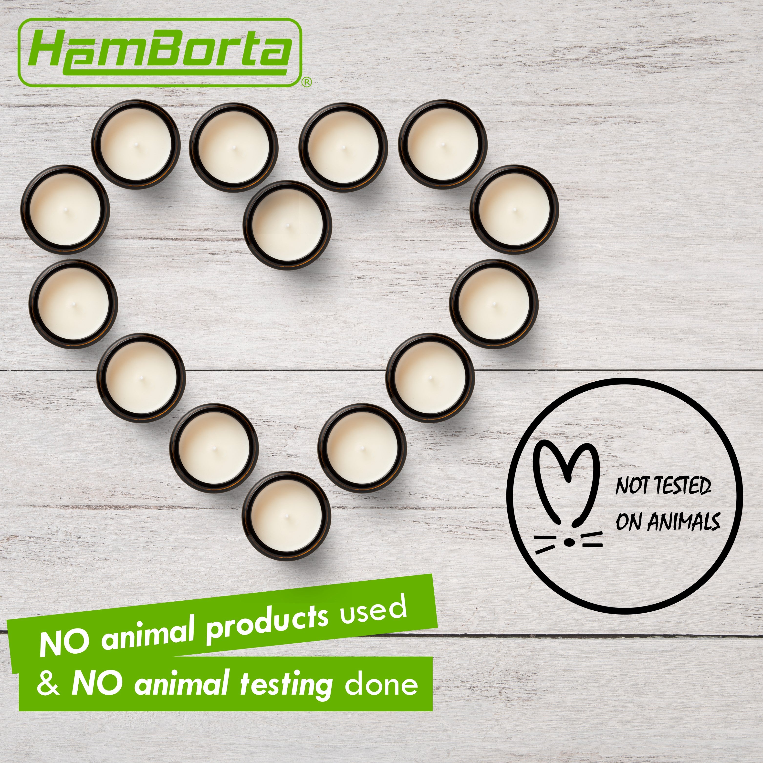 HemBorta soy wax is not tested on animals and is vegan friendly